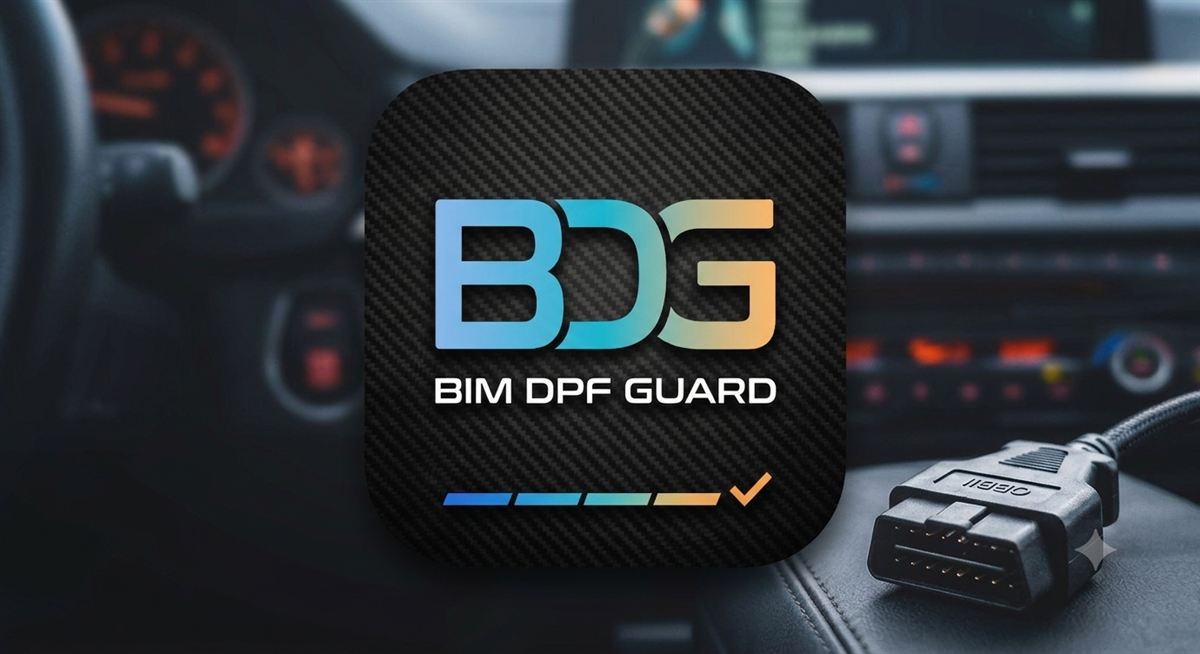 BIM DPF GUARD connected to a BMW OBD-II port